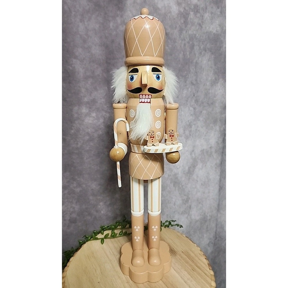 Gingerbread Nutcracker Soldier Cookie Candy Cane Wooden 16" Christmas NEW